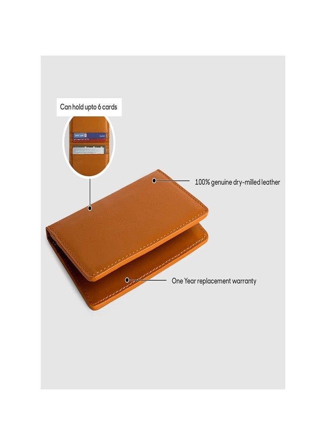 DailyObjects Tan Real Leather Debit/Credit Card Wallet, Colour-Multicolor, Size- 2.75X.25X4.5 Inch - Men - Image 2